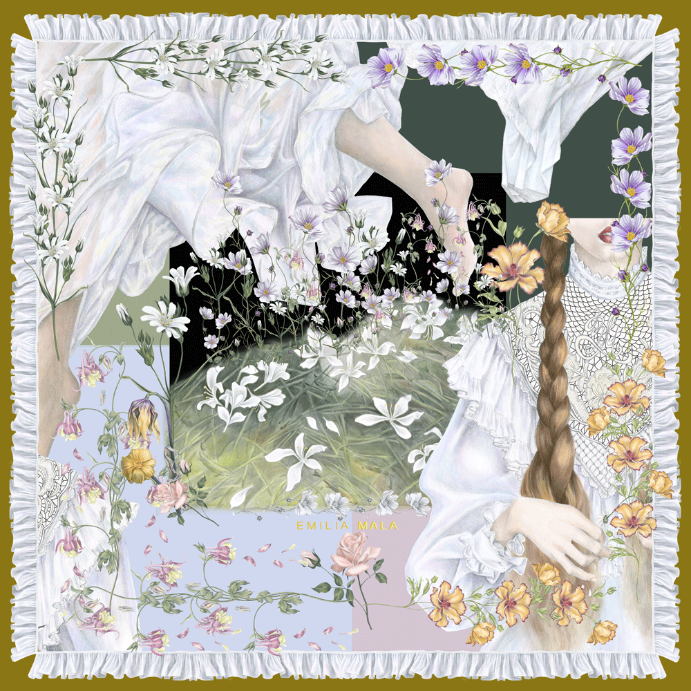 Toujours printemps Silk Scarf