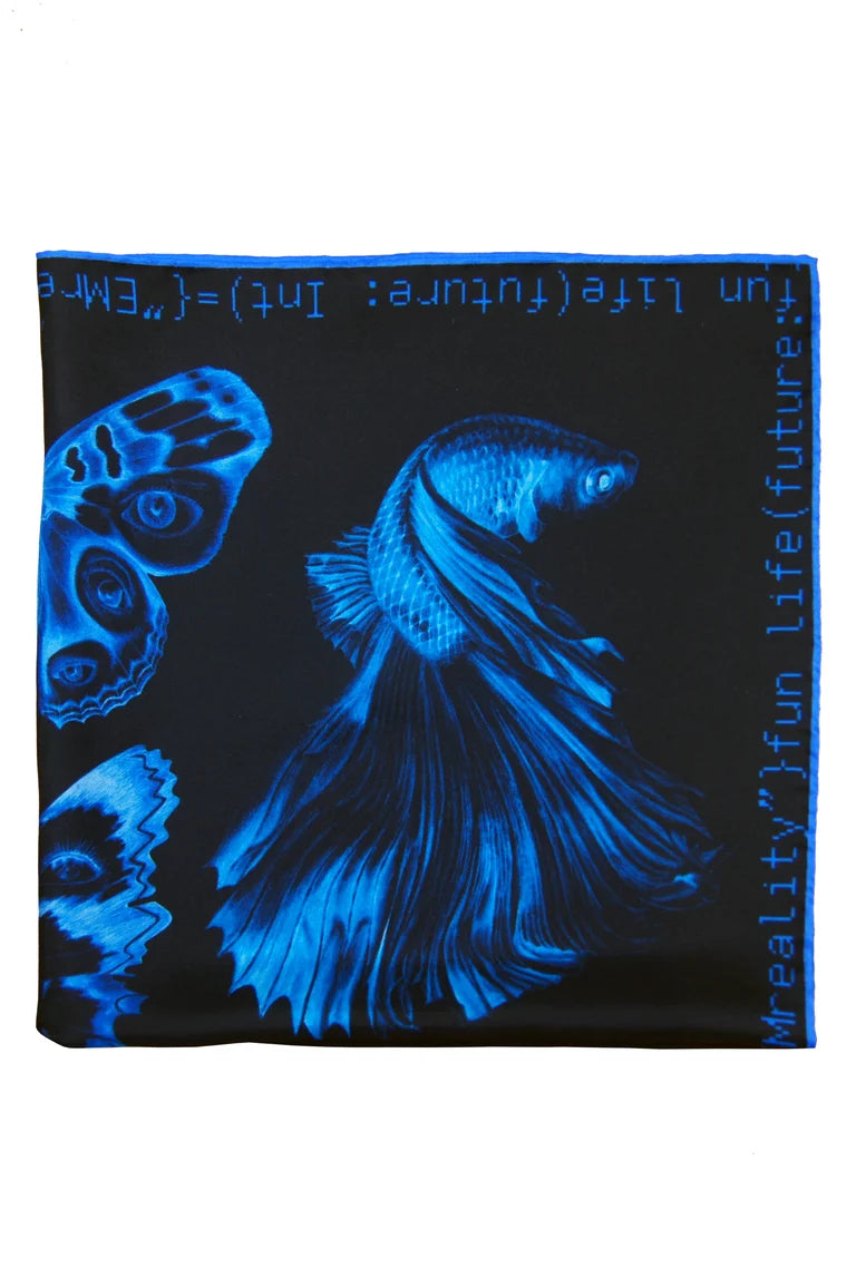 "Method not Allowed" Silk Scarf / Blue