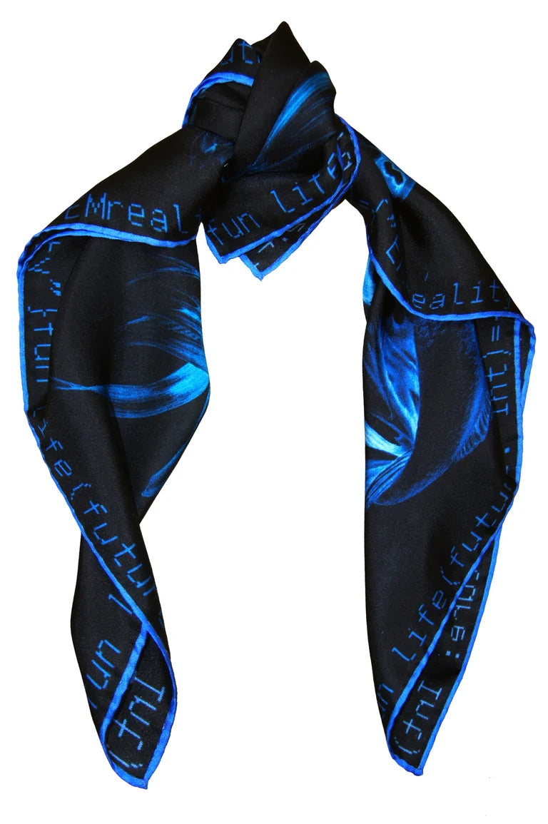 "Method not Allowed" Silk Scarf / Blue