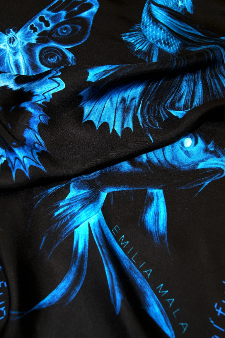 "Method not Allowed" Silk Scarf / Blue