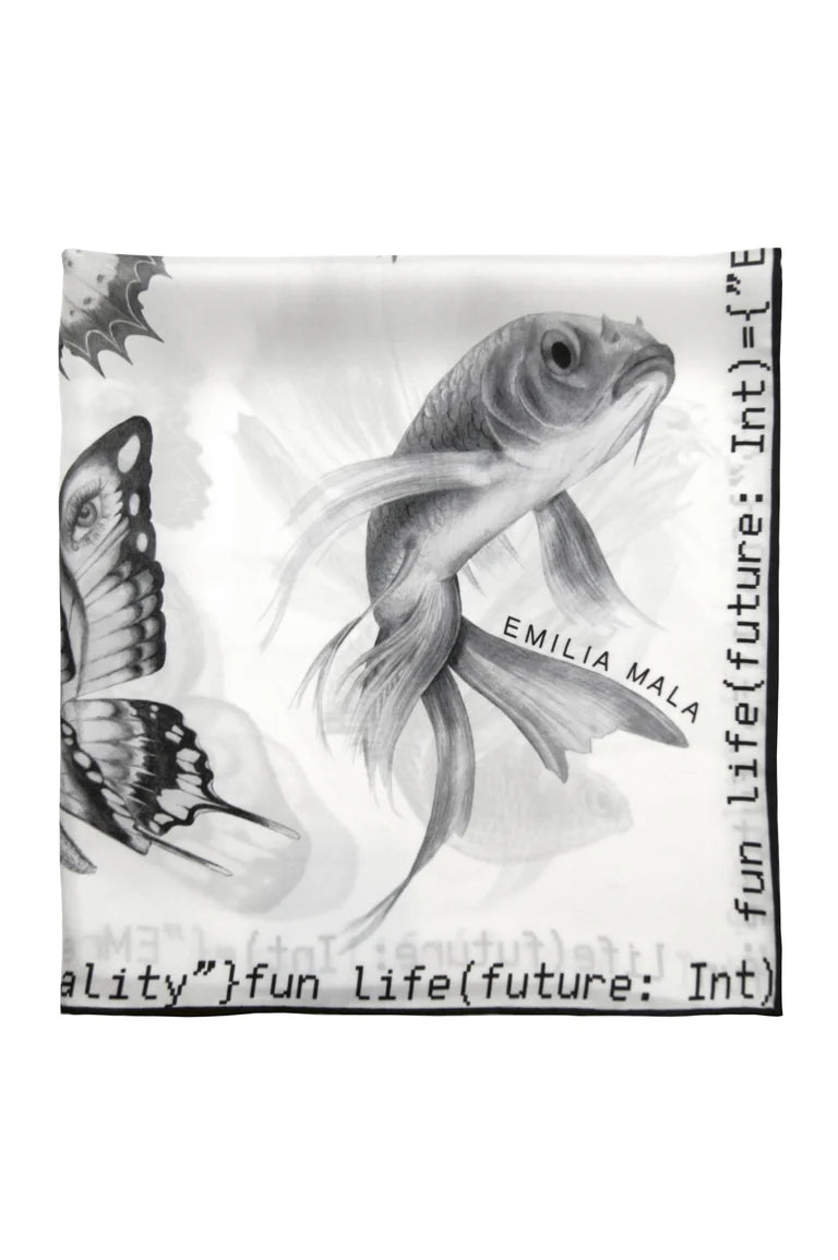 "Method not Allowed" Silk Scarf / White