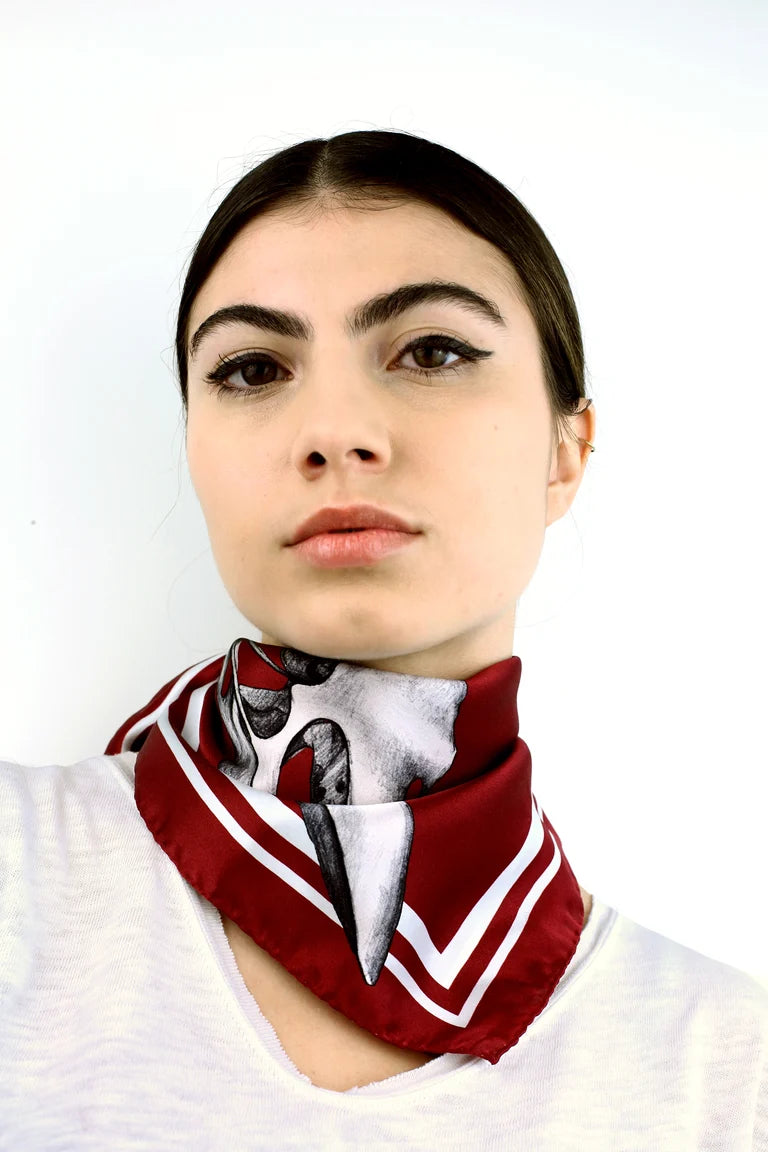 Merle Silk Scarf / Burgundy