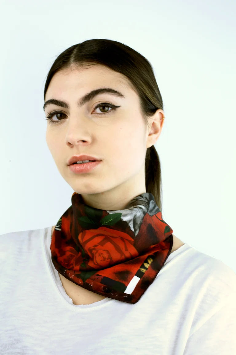 Benga Rose Silk Scarf / Red