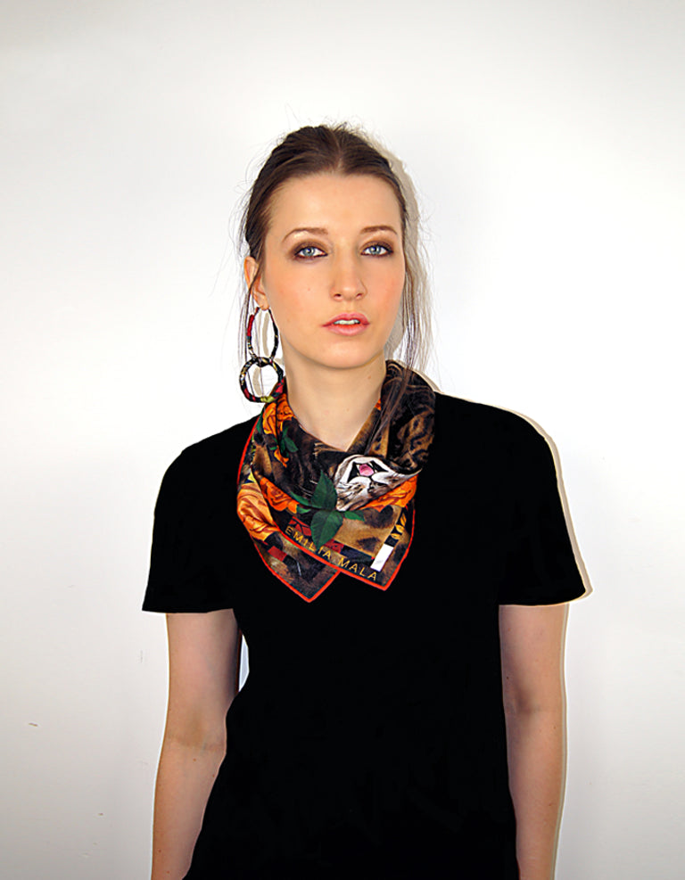 Benga Rose Silk Scarf / Orange