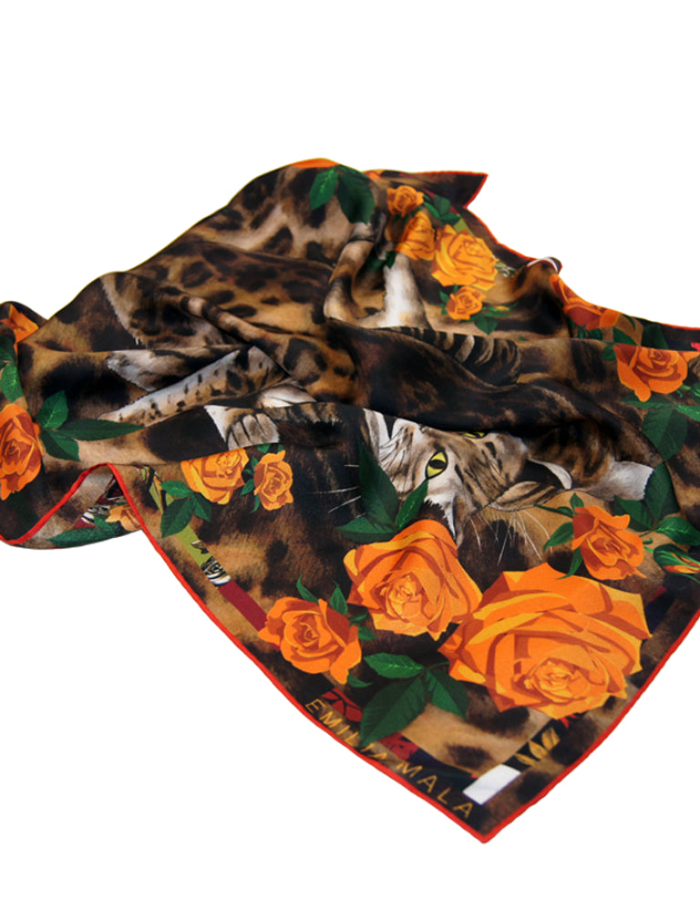 Benga Rose Silk Scarf / Orange