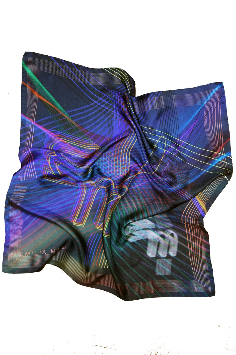 Discogramme / Silk Scarf / Navy