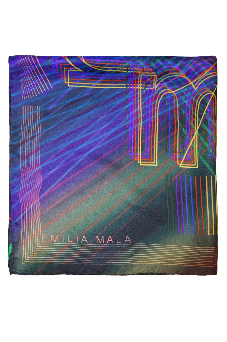 Discogramme / Silk Scarf / Navy