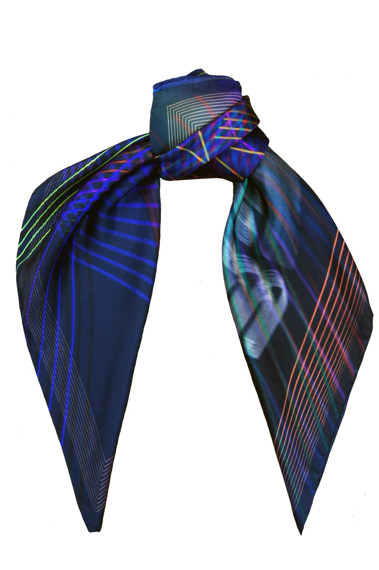 Discogramme / Silk Scarf / Navy