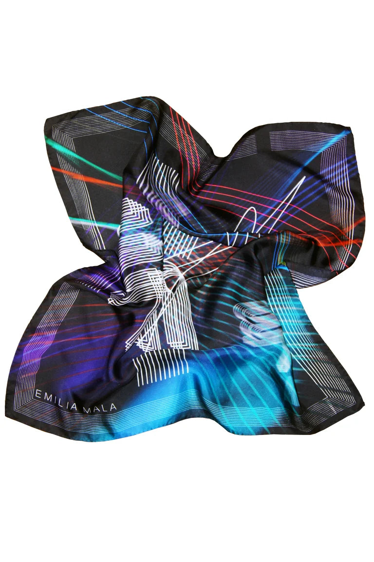 Discogramme Silk Scarf / Black