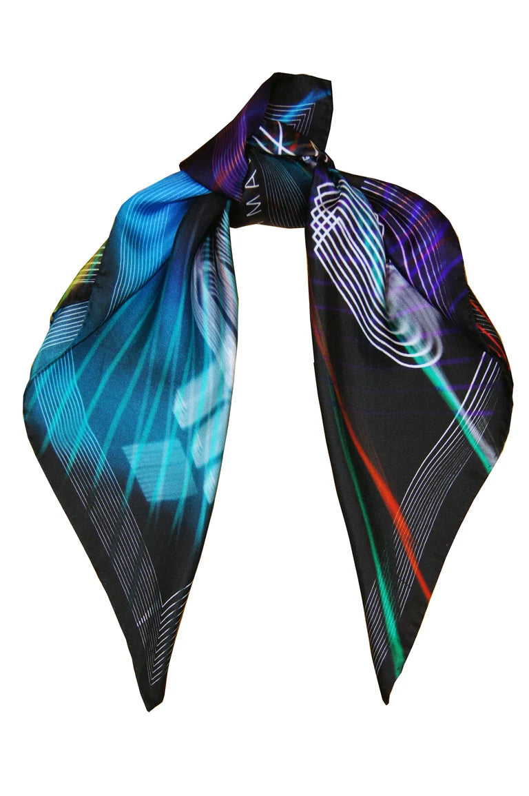 Discogramme Silk Scarf / Black