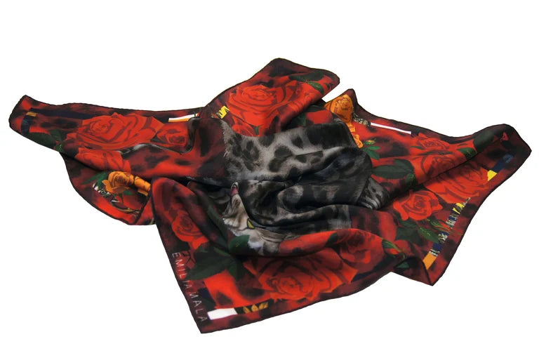 Benga Rose Silk Scarf / Red