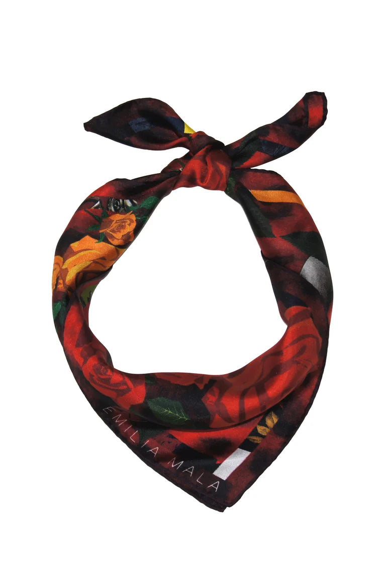 Benga Rose Silk Scarf / Red