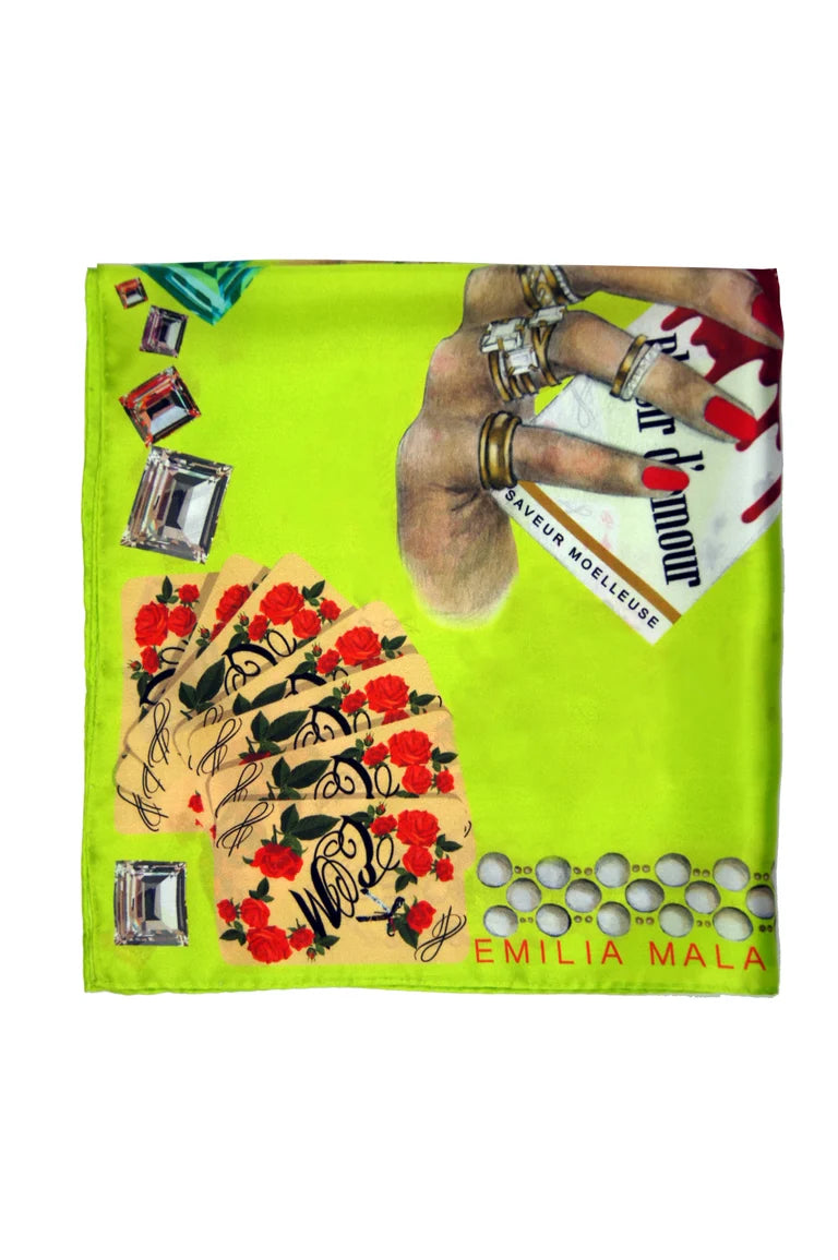 Plaisir D'Amour / Lime Yellow Silk Scarf