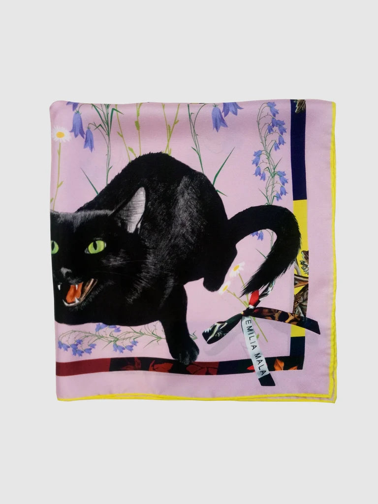 Cat Sauvage Silk Scarf / Dusk