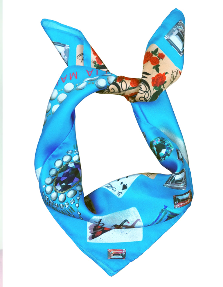Plaisir D'Amour / Bleu Silk Scarf