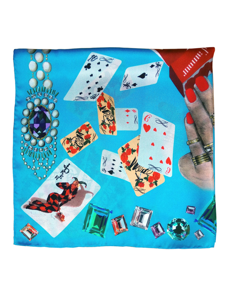 Plaisir D'Amour / Bleu Silk Scarf