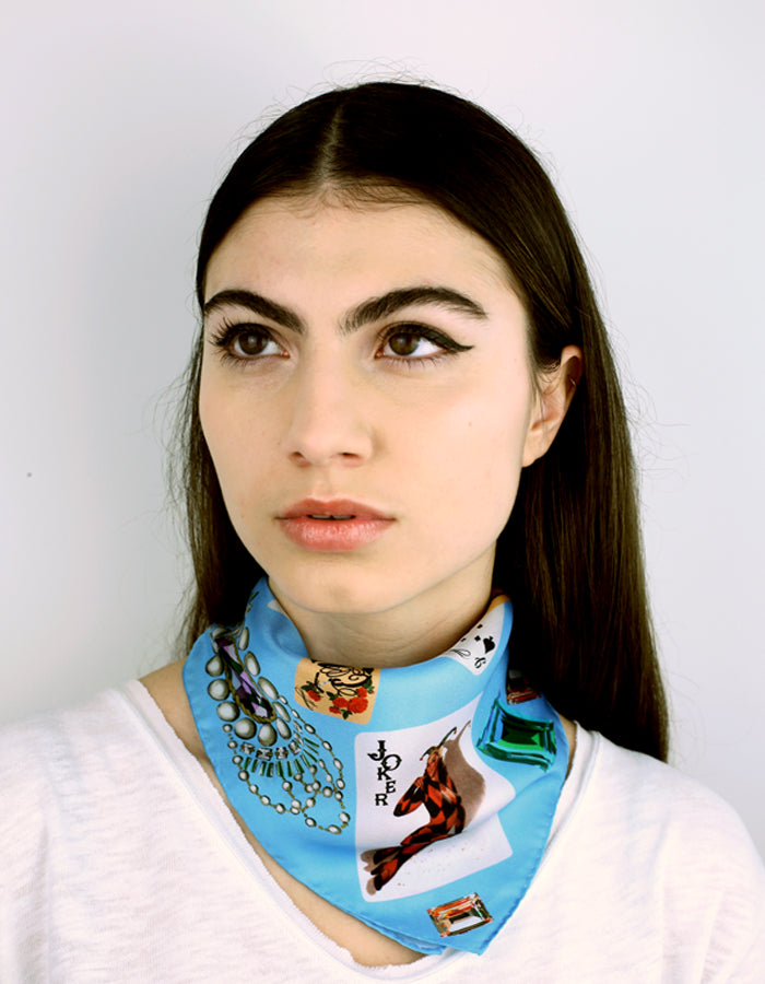 Plaisir D'Amour / Bleu Silk Scarf