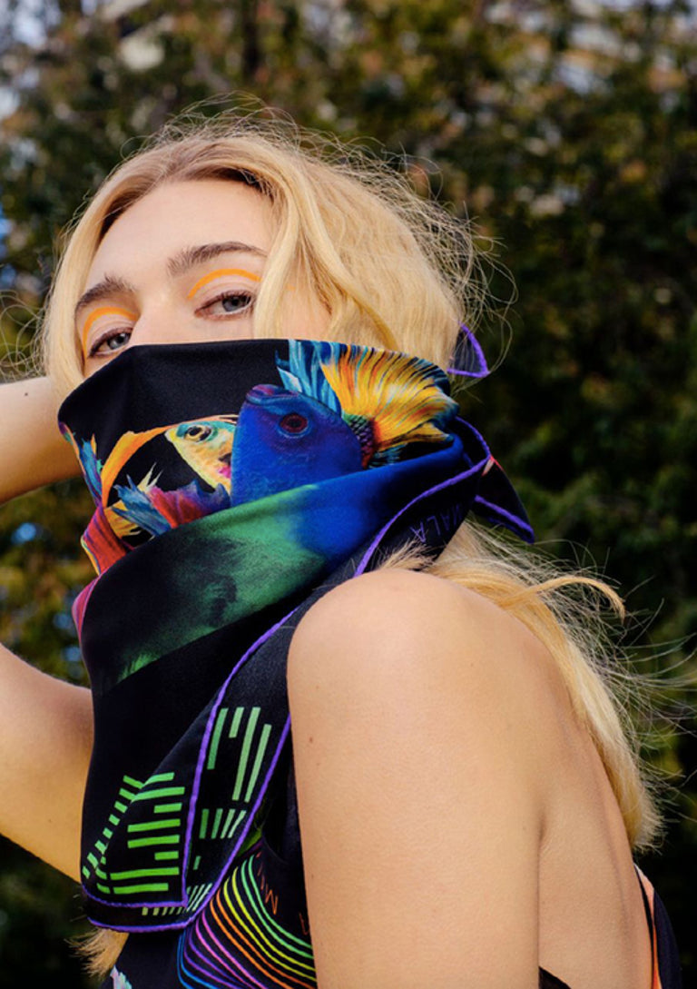 "Bad Request / Black" Silk Scarf