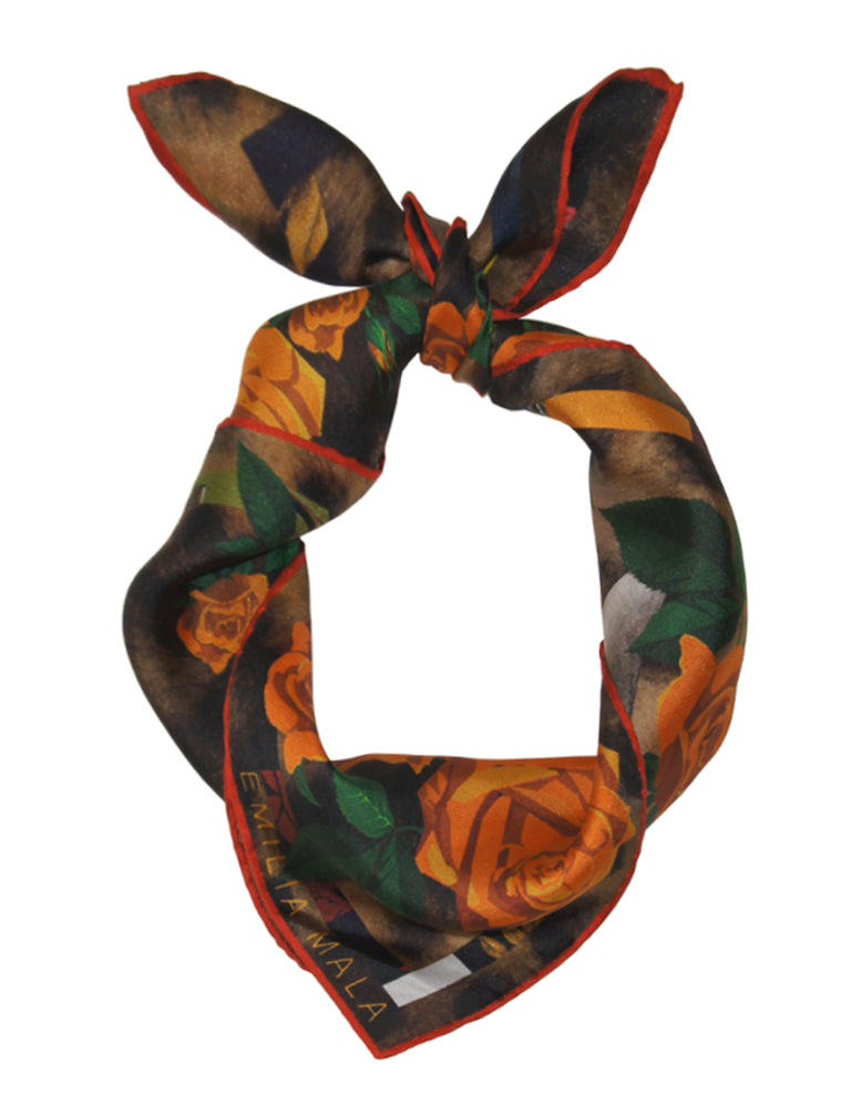 Benga Rose Silk Scarf / Orange