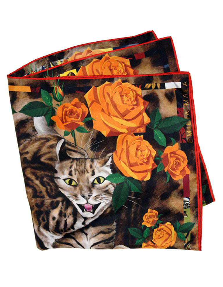 Benga Rose Silk Scarf / Orange