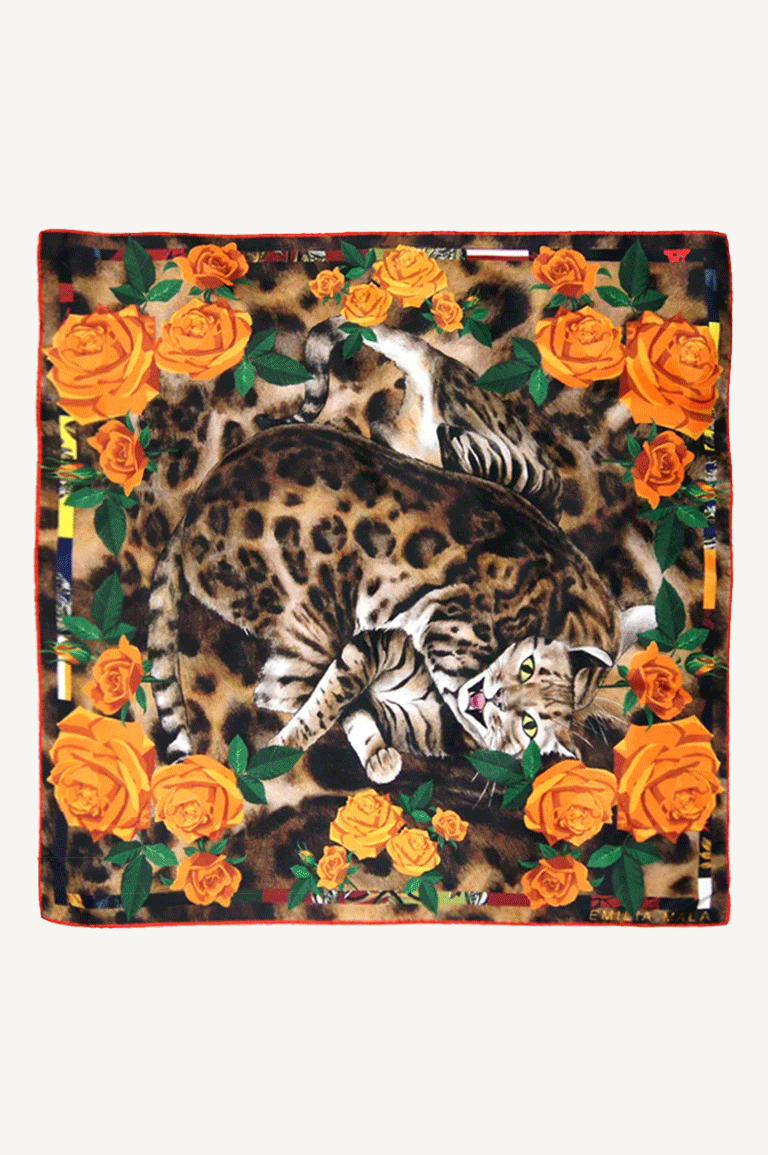 Benga Rose Silk Scarf / Orange