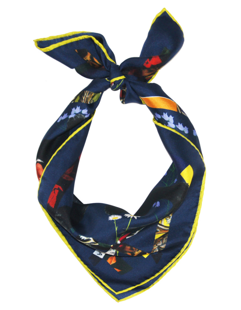 Cat Sauvage Silk Scarf / Midnight