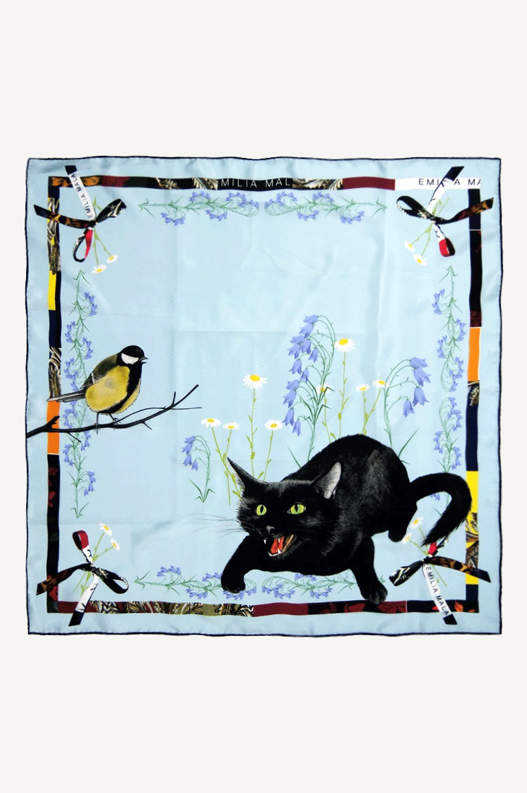 Cat Sauvage Silk Scarf / Dawn