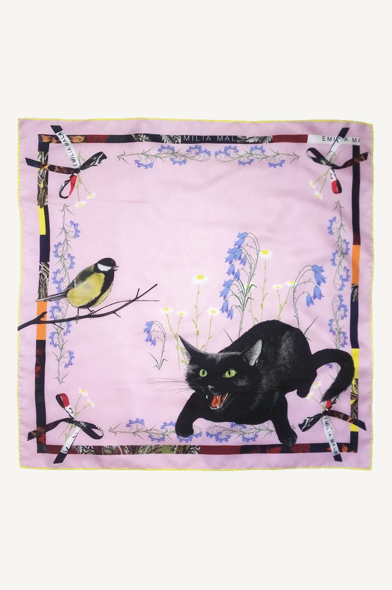 Cat Sauvage Silk Scarf / Dusk
