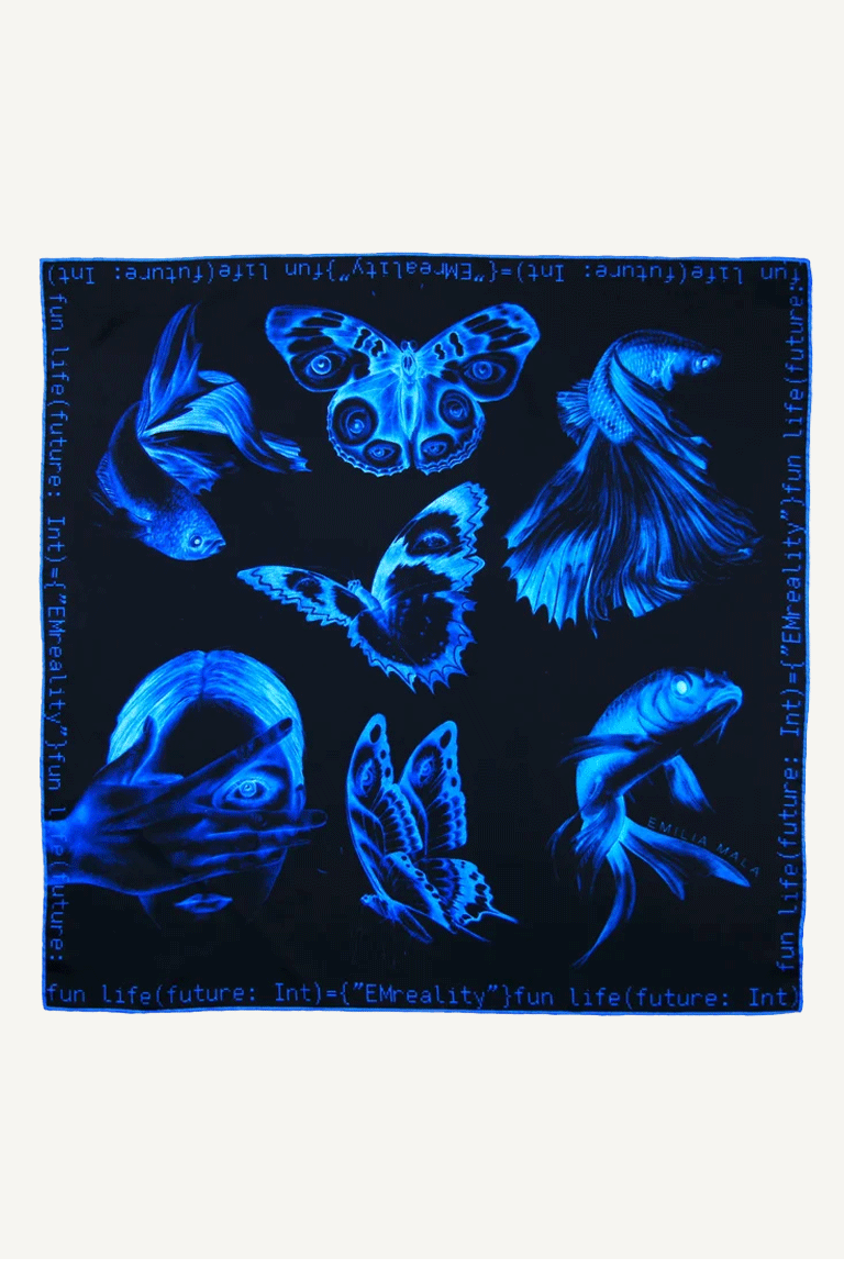 "Method not Allowed" Silk Scarf / Blue