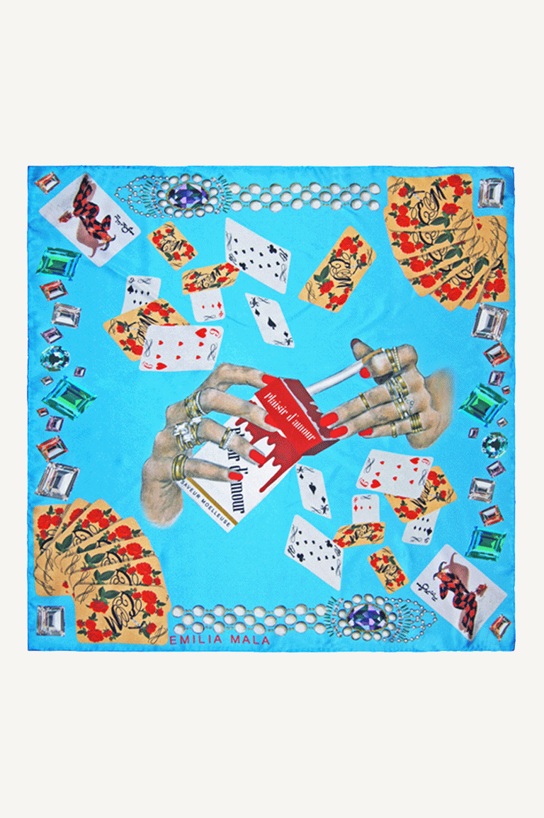 Plaisir D'Amour / Bleu Silk Scarf