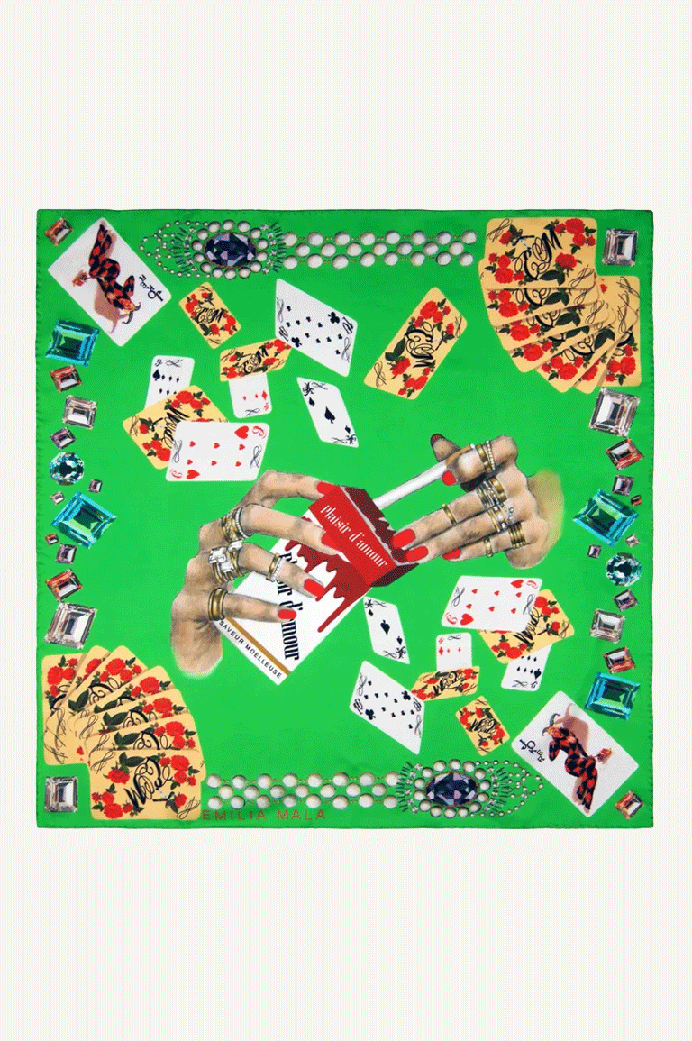 Plaisir D'Amour / Green Silk Scarf