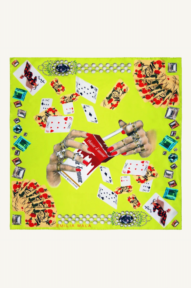 Plaisir D'Amour / Lime Yellow Silk Scarf