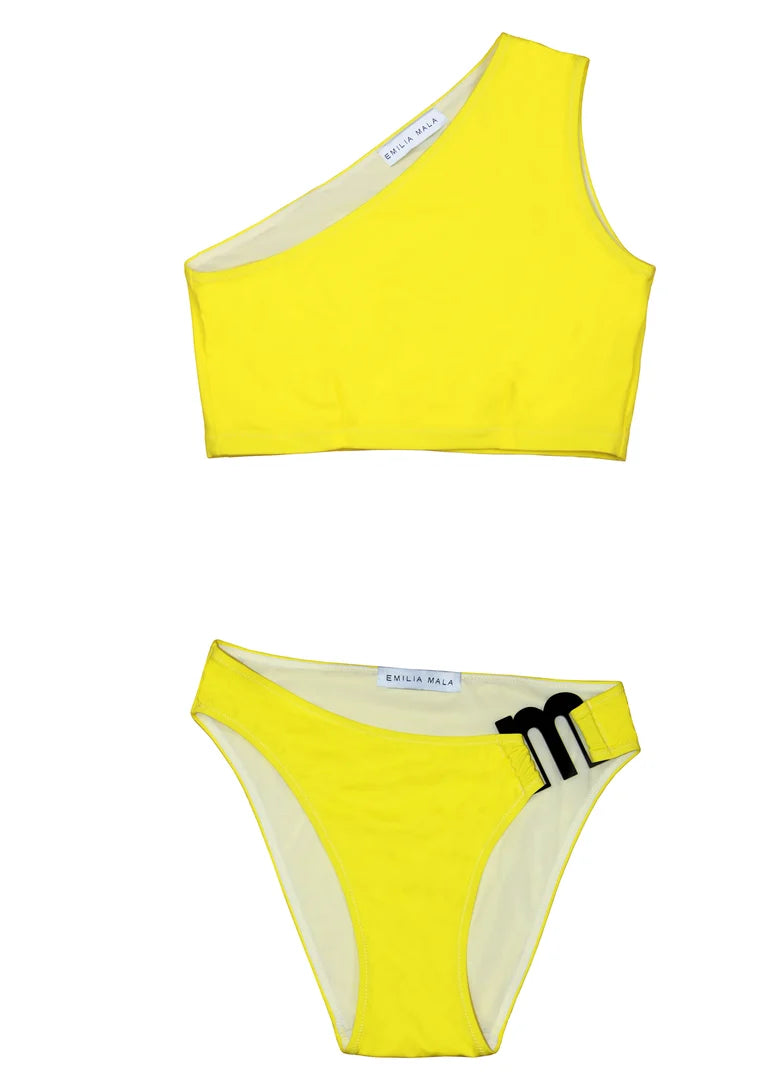 Ammos Recycled Crop Bikini Top / Citron